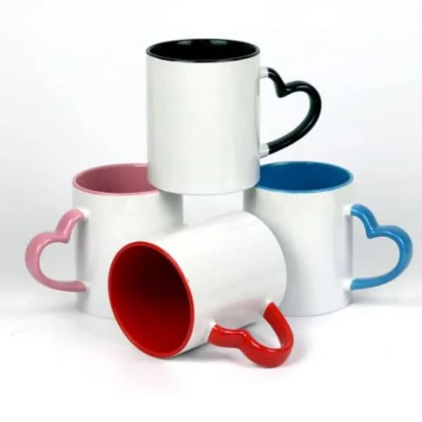 Caneca Alça Coração - Interior e Alça - 325 ml