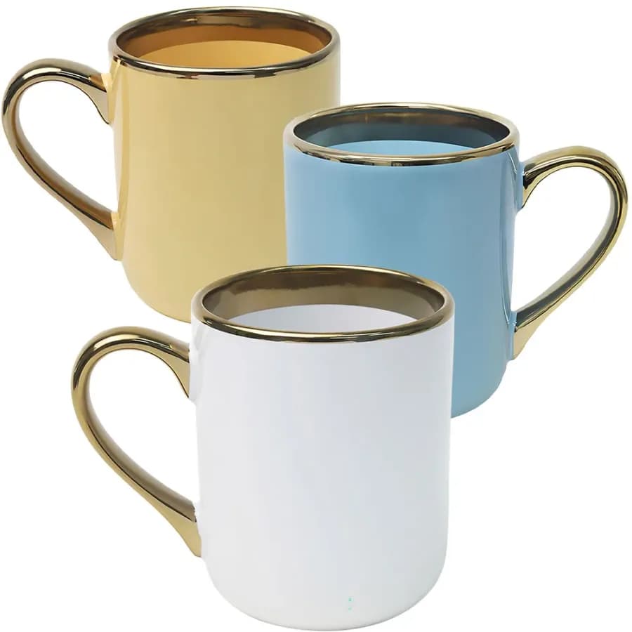 Caneca Imperial - Alça e Borda Dourada - 325ml
